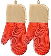 Tayfeim Red Oven Mitts - Oven Mitts Silicone Oven Mitts Heat Resistant 500F Oven Mitt Set Non-Sli...