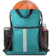 Drawstring Backpack Sports Gym Bag With Shoe Compartment and Two Water Bottle Holder
