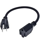 Short Power Extension Cord,16AWG/13A,Outlet Saver, 3 Prong Male Plug to Female Socket Heavy Duty ...