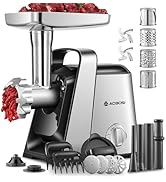 AAOBOSI #8 Meat Grinder, 6-In-1 Meat Grinder Electric [3000W Max] with 4 Slice, Shred Blades,2 Gr...