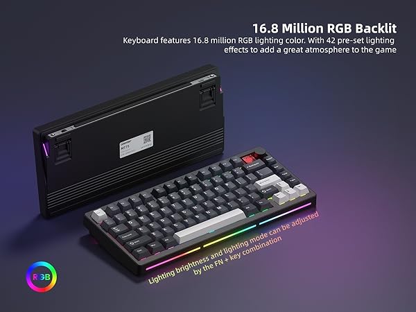 75% Wireless Mechanical Gaming Keyboard Bluetooth 5.0/2.4GHz/USB C Thocky Creamy Keyboard