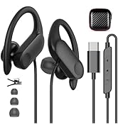 USB C Wired Earbuds with Over Ear Earhooks Anti-Drop USBC Headphones Ear Buds for Sports Running ...