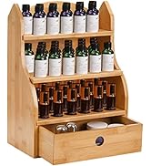 Dicunoy Essential Oils Storage Case, 46 Slots Nail Polish Shelf Display Rack with Drawer, Bamboo ...
