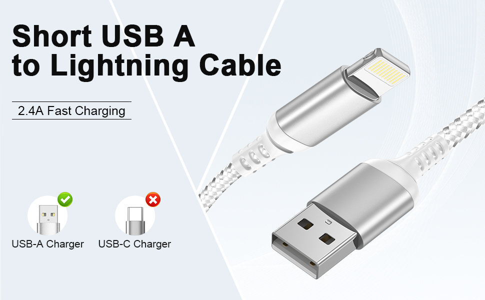 Short USB to Lightning Cable