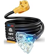 MECMO 30 Amp to 20 Amp 110V RV Distribution Adapter 10ft, NEMA TT-30P Male to 3X 5-15R/5-20R, 30A...