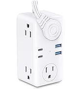 Travel Power Strip, Retractable Extension Cord 3ft, Ultra Thin Flat Plug Power Strip with 6 Outle...