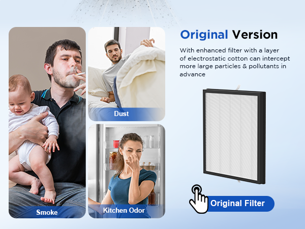 Air purifier with activated carbon filter in kitchen, quickly eliminating cooking smoke and odor
