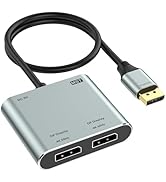 DisplayPort to Dual DisplayPort Splitter Adapter, 4K@60Hz Display Port Splitter Extended Display ...