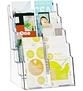 VEVOR Acrylic Brochure Holder 8.5 x 11 inch, 4-Tier Clear Acrylic Literature Display Stand, Plast...