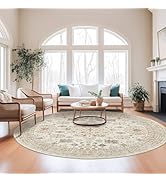 zesthome 8ft Round Rugs for Living Room, Non-Slip Washable Round Area Rugs, Ultra-Thin Large Circ...
