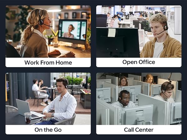 Computer Headset with Microphone for Home/Office/Call Center