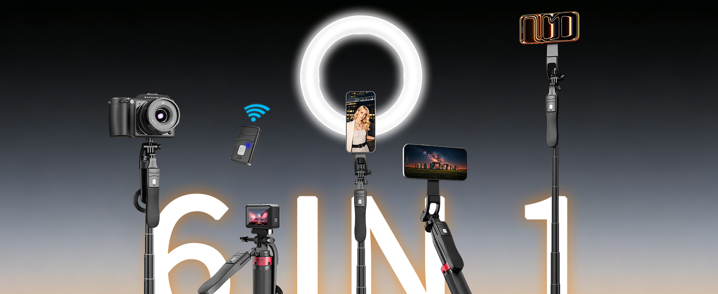 Kinwald 6-in-1 magnetic phone tripod with wireless remote