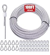 Twidec/100FT 1/8" T316 Stainless Steel Cable for Deck Cable Railing 7x7 Steel Wire Rope Construct...