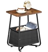 CHOEZON Side Table, Small Nightstand with Detachable Oxford Fabric Basket, Bedside Table, for Sma...