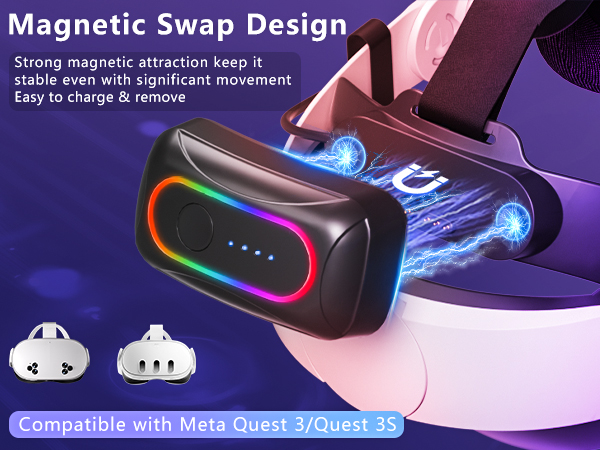 the quest 3/3s battery head strap With Multiple color RGB lights allow you to enjoy the visual