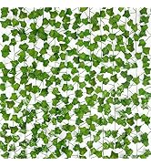 JPSOR 12pcs 84ft Fake Vines Fake Ivy Leaves Artificial Ivy Garland Greenery Hanging Plants Green ...