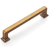 Amerdeco 6 Pack Antique Brass Cabinet Pulls - 5 Inch Hole Centers Kitchen Handles for Cabinets an...