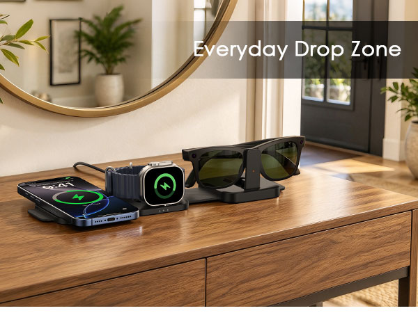 3 in 1 meta foldable charging station rayban apple watch iphone