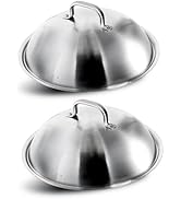 Peohud 2 Pack Cheese Melting Dome, 12 Inch Round Basting Cover, Stainless Steel Steam Wok Cover, ...