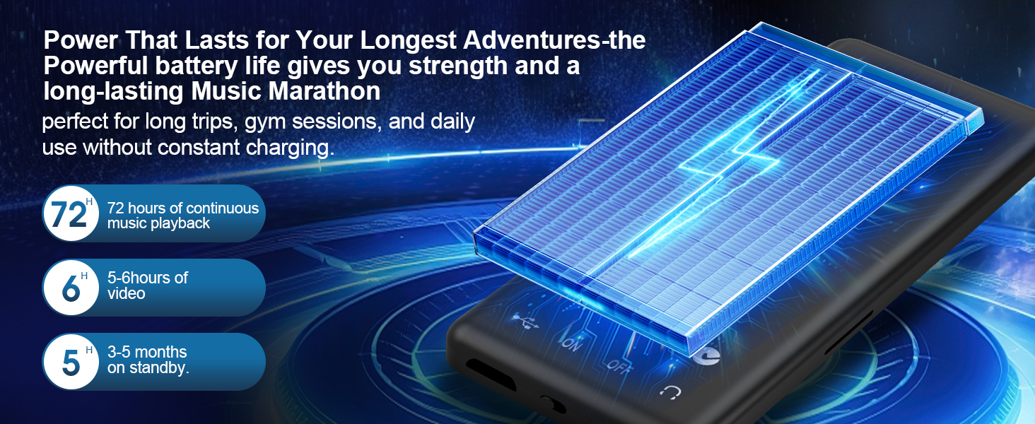 music player with super long battery life