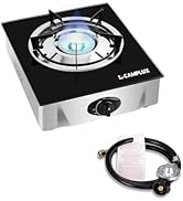 Camplux Propane Stove with Auto Ignition, Single Burner Propane Stoves 9,500 BTU, Tempered Glass ...
