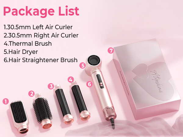 Hair Straightener Thermal Brush Left Air Curler Right Air Curler Hair Dryer Hot Air Brush Gift Box