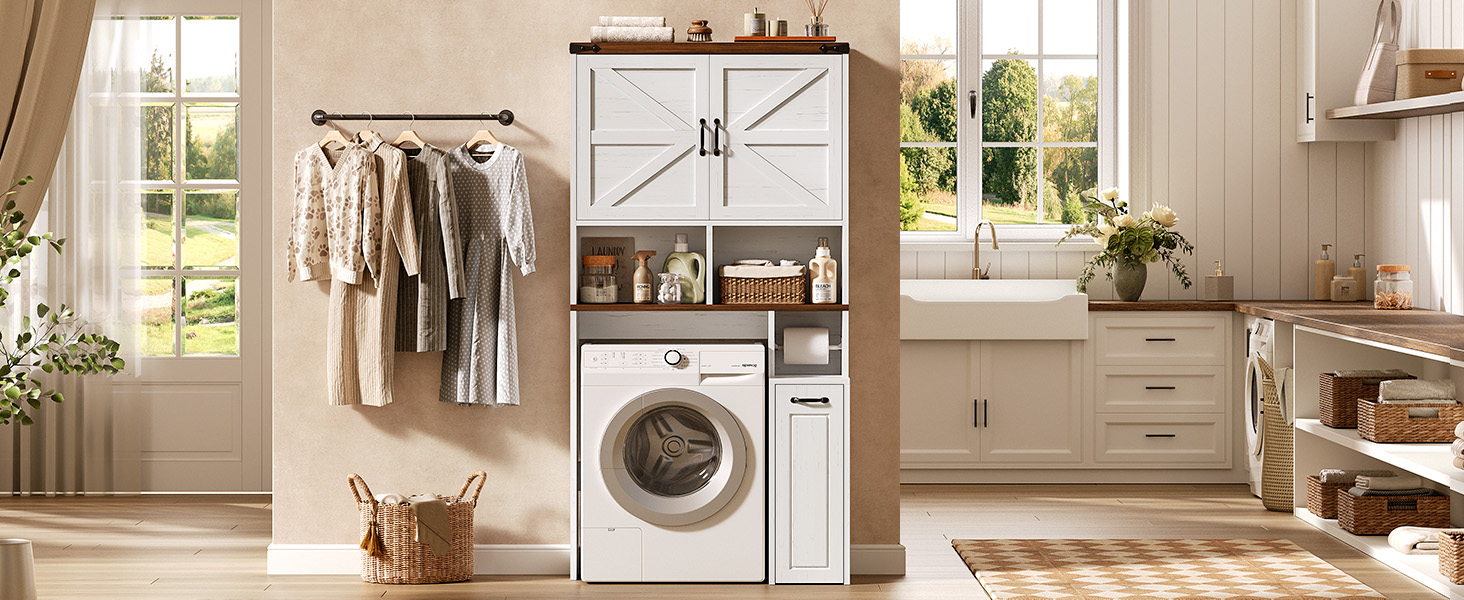 Over The Toilet Storage Cabinet with Pulley Small Bathroom Storage Cabinet