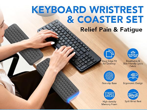 L-Shaped Wrist Rest for Computer Keyboard