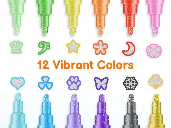 Shimmer Markers Outline Double Line Metallic Glitter Pens Set