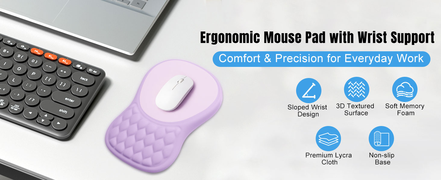ergonomic mouse pad with wrist rset