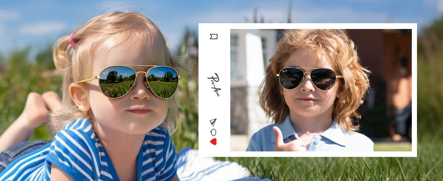 Pro Acme Kids Aviator Sunglasses for Boys Girls, Polarized Small Face for Youth