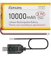 Ransanx 3.7V Lipo Battery 10000mAh 1260110 Rechargeable Lithium Polymer Battery Pack with JST PH2...