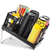 BEABOO Cup and Lid Holder, Disposable Paper Cup Dispenser with Coffee Pod Straw Storage Basket, 6...
