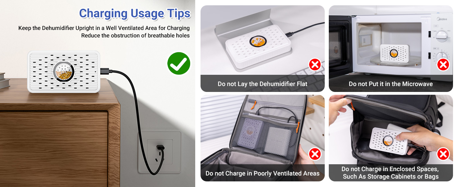 Auto Power-off USB C Rechargeable Gun Safe Dehumidifier Desiccant