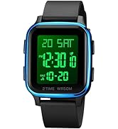findtime LED Digital Watch Mens Womens Black Rectangle Square Face Big Numbers Dial Unisex Watche...