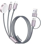 Temdan for Apple Watch Charger,3 in 2 USB C Cable for iPhone 16 Charger/Type C/Lightning,Multi Ch...