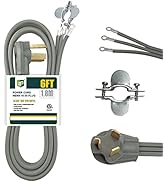 EP 3 Prong Dryer Cord, 6 Ft 10/3 SRDT, 30 Amp Appliance Extension Power Cord, NEMA 10-30, Gray