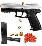 Black and Silver Shell Ejecting Toy Pistol, STEM Gift for Teenagers, Continuous Shooting with 2 M...