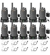 Maycall 558 10 Pack Walkie Talkie Long Range Two Way Radio for Adults with Earpieces FRS 2 Way Ra...