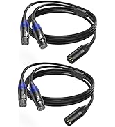 LanSenSu 1 Male to 2 Female XLR Y Splitter Micrphone, 3pin XLR Female to Dual XLR Male Y-Splitter...