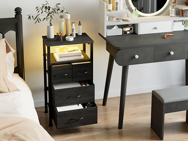 LED Nightstand with Charging Station