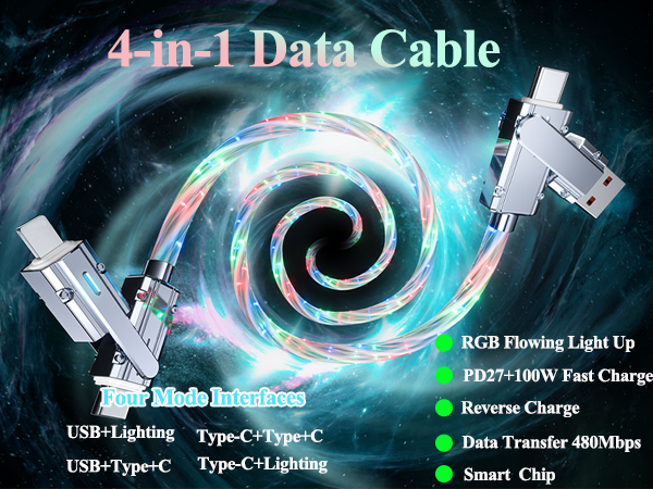 4-in-1 RGB Flowing Charging Cable
