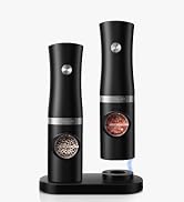 FORLIM Rechargeable Electric Salt and Pepper Grinder Set with Charging Base, Automatic Pepper Mil...