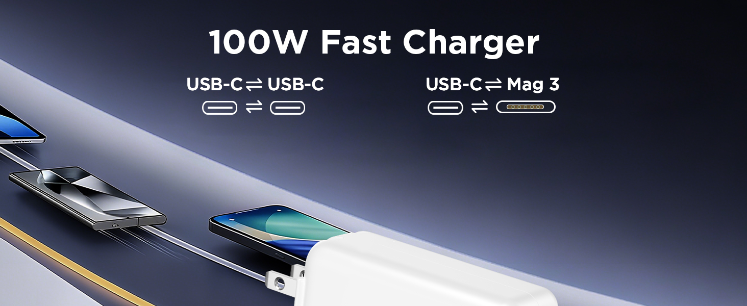 100W Charger for MacBook Pro 14 16 inch MacBook Air 13 15 inch M4 M3 M2 M1, 100W GaN Power Adapter
