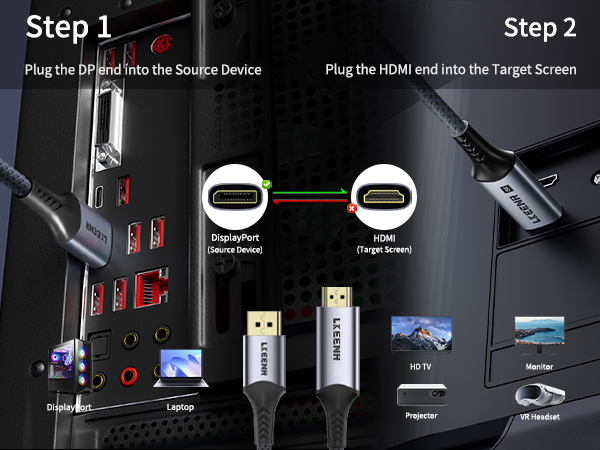 hdmi to displayport cable 6ft