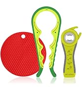 Jar Opener- Pad Rubber Jar Can Lid Opener, 5 in 1 Multi Function Can Opener Bottle Opener Kit wit...