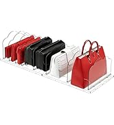 Clear Purse Organizer for Closet, Adjustable Shelf Divider Organizer with 2 Bases &amp; 8 Dividers, P...