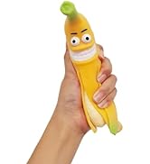 Luckana Funny Squeeze Banana Stress Relief Fruit Toy for Adults Kids, Perfect Funny Face Office D...