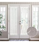 VOGOL Door Curtains for Door Window, Rice Panicle Pattern White Voile Drape for Sliding Door, Fre...
