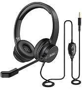 EKSA Headset with Microphone for PC, 3.5mm Wired Computer Headsets with Volume &amp; Mic Mute Control...
